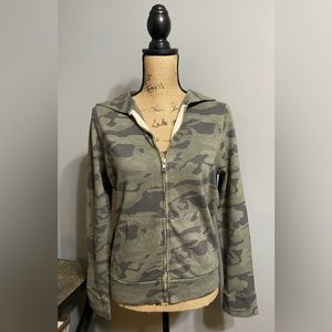 Monrow Camouflage Zip-Up Hoodie, Size S